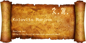 Kolovits Marina névjegykártya